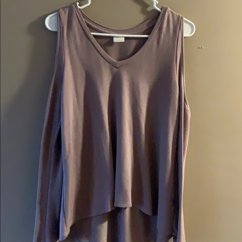 Purple cutout shoulder long sleeve